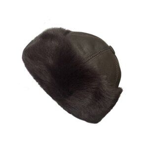 Leather Hat Genuine Shearling Sheepskin Leather Fur Beanie | Winter Skull Hat